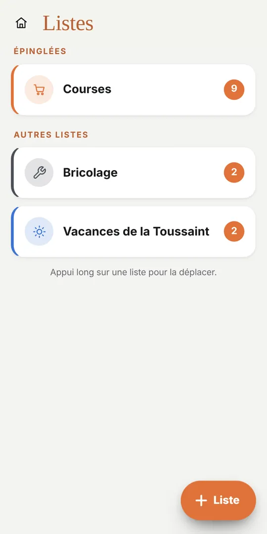 Listes de courses
