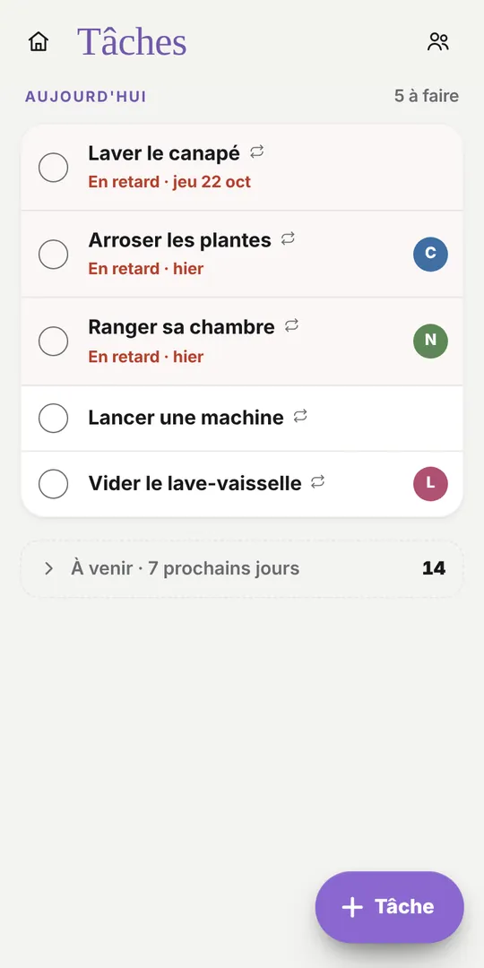 Tâches de la maison